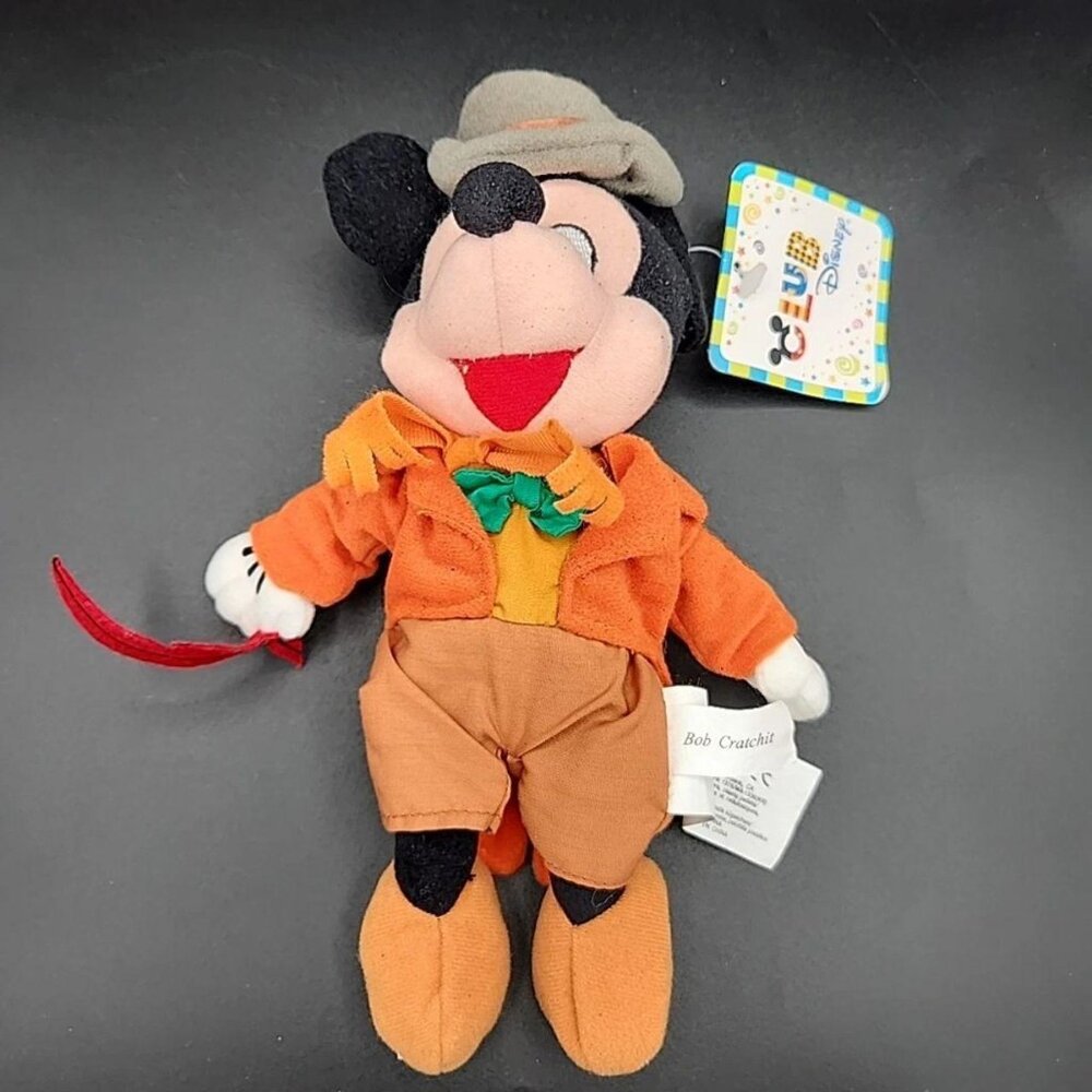 Disney Store BOB Cratchit Mickey Mouse Bean Bag Plush Stuffed 9" inches NWT